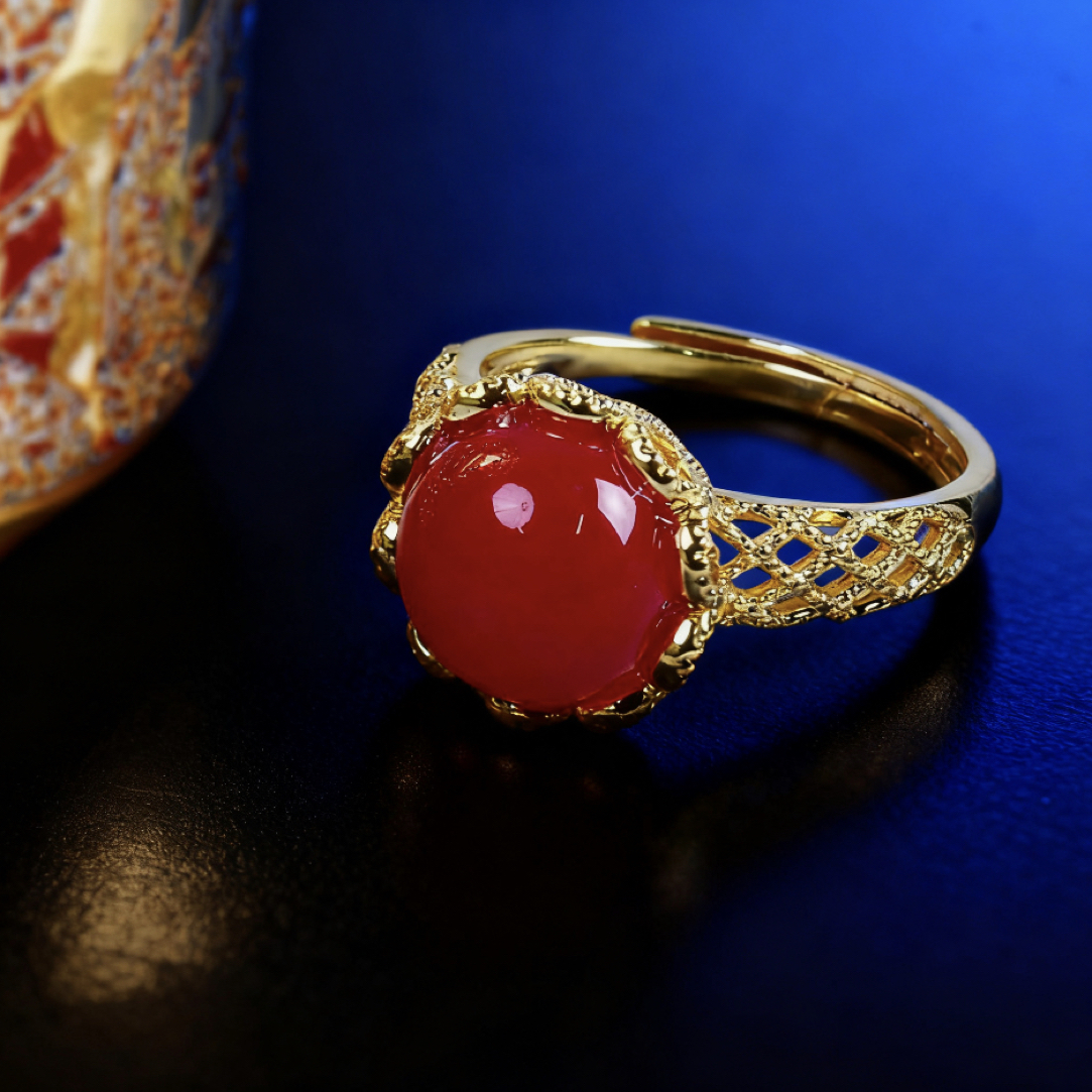 【陈阳专属】. 时尚 百搭 微镶钻红色 活口戒指-CDN-2A