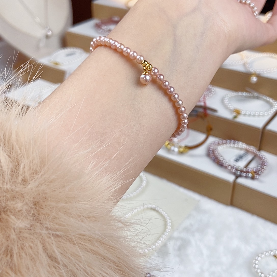 淡水珍珠银S925镶嵌手绳