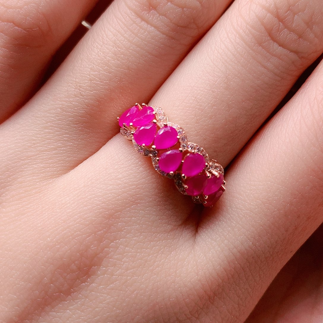 红宝石戒指银S925镶嵌