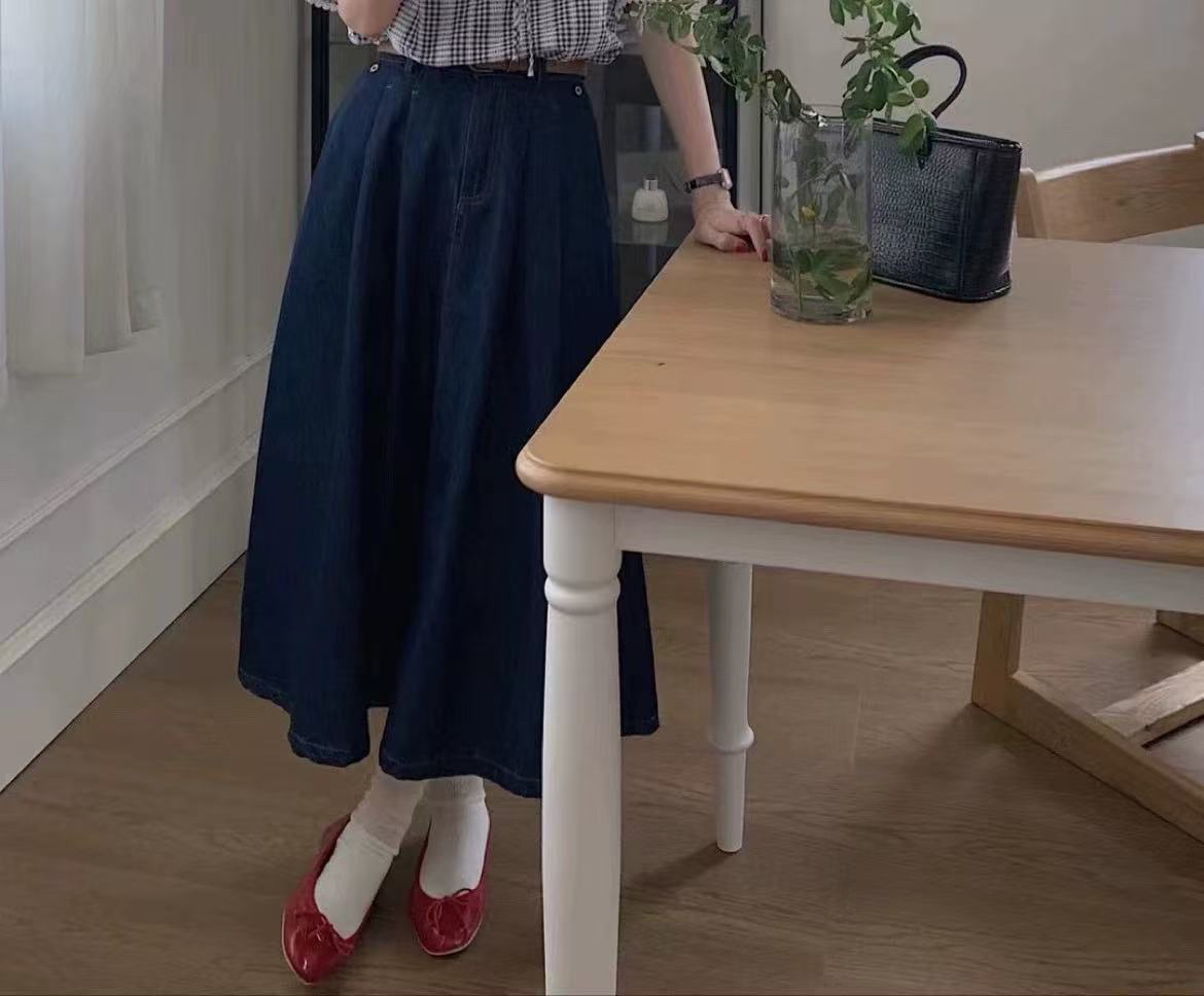 9211韩版新款休闲牛仔半身裙 长83