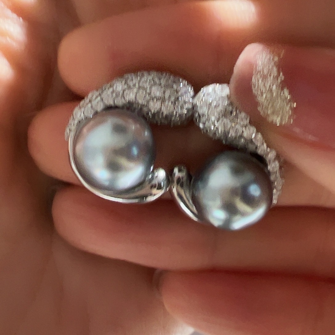 海水珍珠耳饰银S925镶嵌