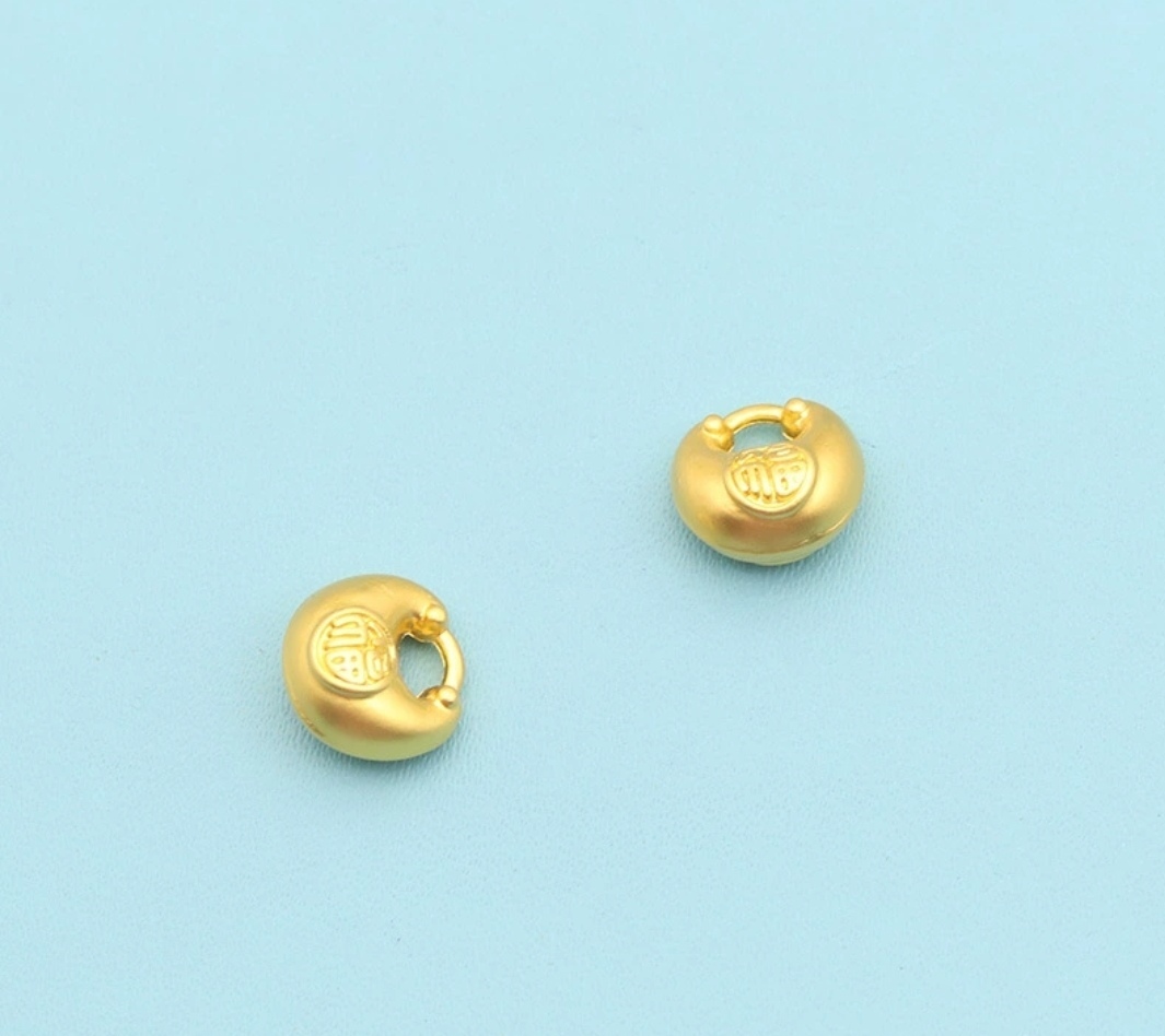 龙福祥 小胖福足.金配件小金坨平安锁精致百搭 DYZJ-202 拍一发一