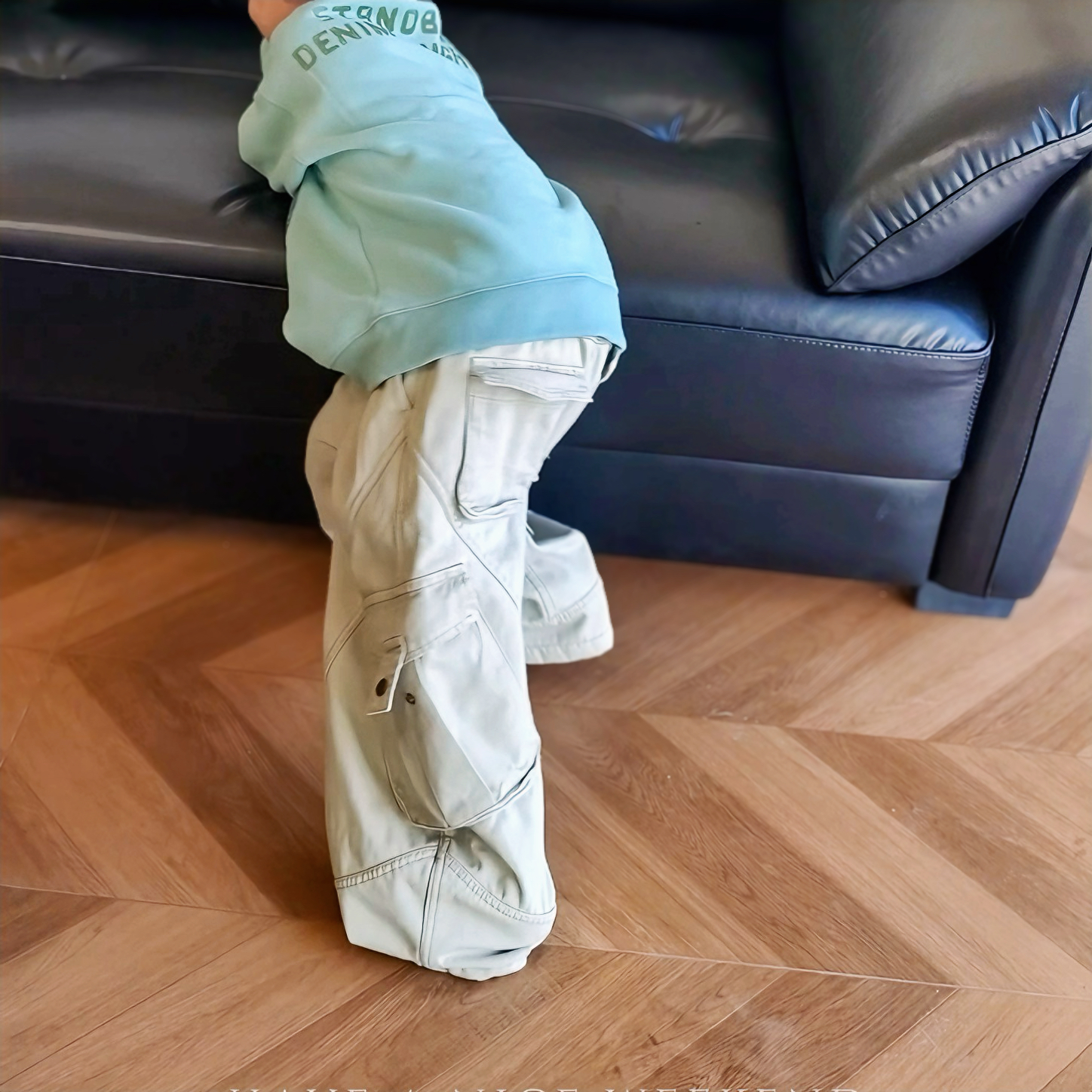 2025男童冬款潮酷多口袋宝宝长裤百搭拼接加绒加厚儿童工装裤保暖