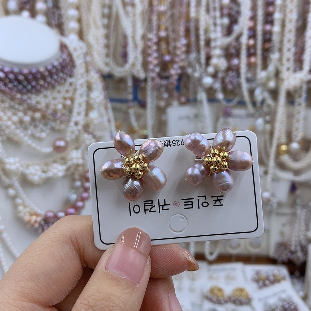 项链银S925镀金镶嵌淡水珍珠