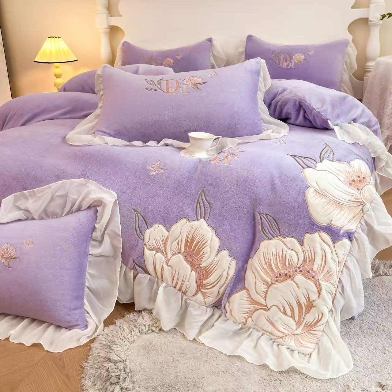 罗曼系列牛奶绒四件套-紫