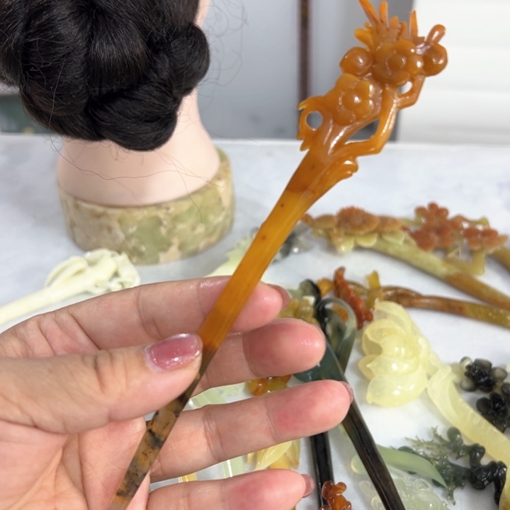 定制蛇纹石玉毛货发饰