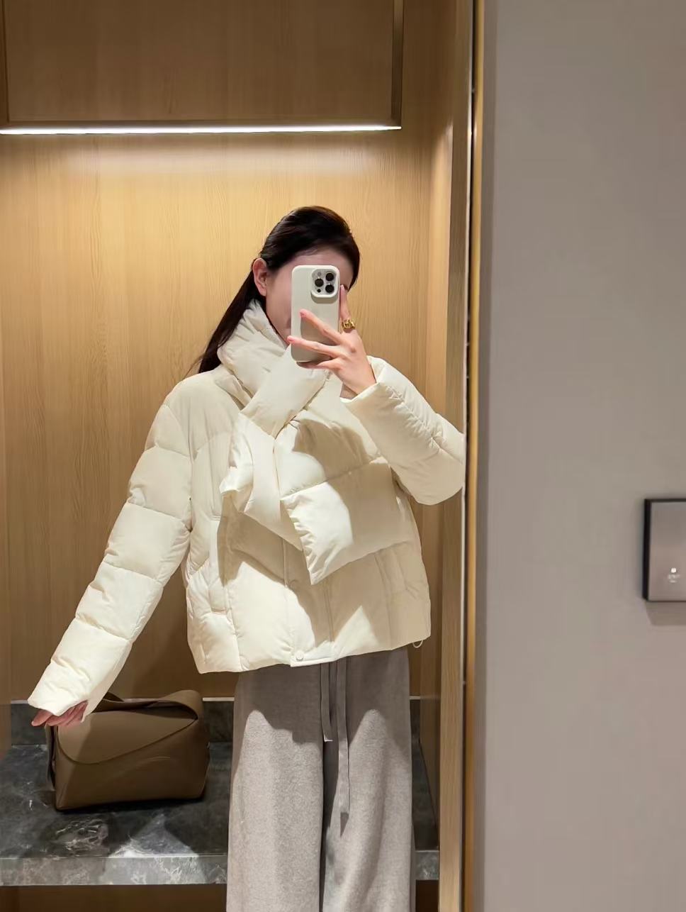 乔美丽家高品质双面大衣羽绒服