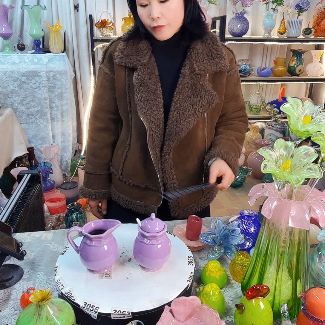 陶瓷一对家悦美居琉璃摆件