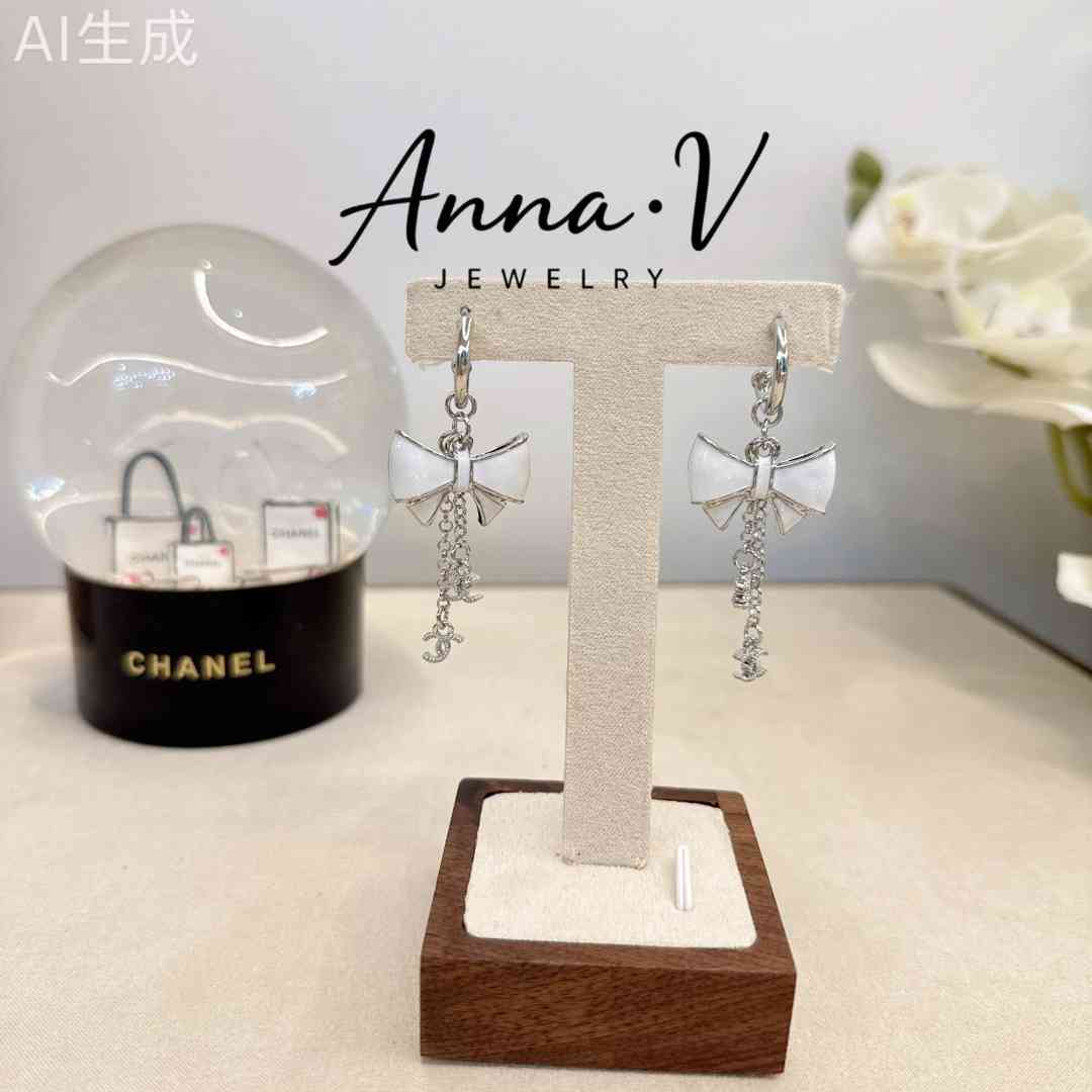 锌合金仿珍珠耳饰 AnnaV 香奶家蝴蝶结耳环 E0801