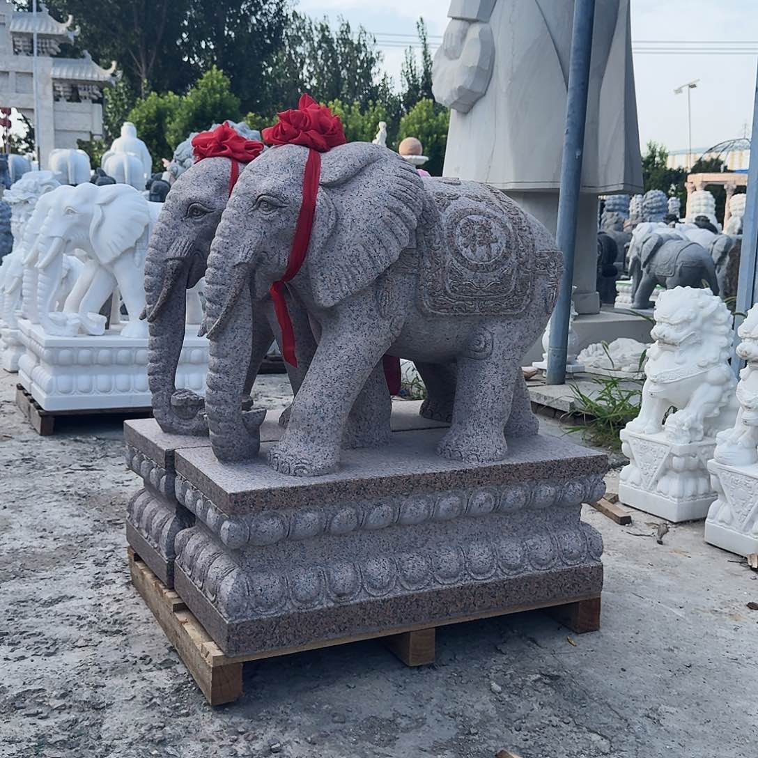 黑****老挝石花岗岩虾红中式大象高度60定金