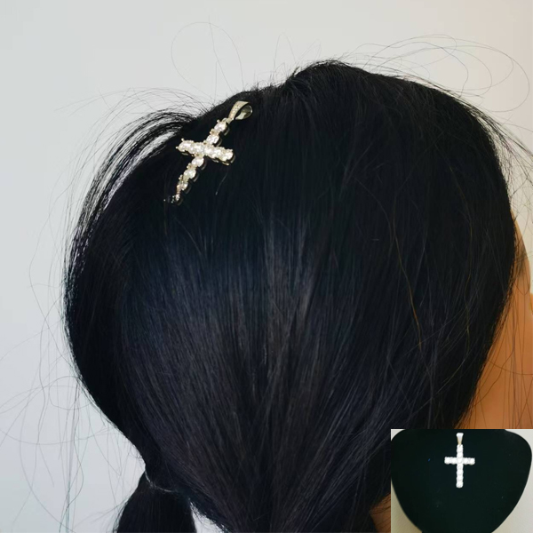 30-XL大十字50分925银莫桑钻镀18K 发夹
