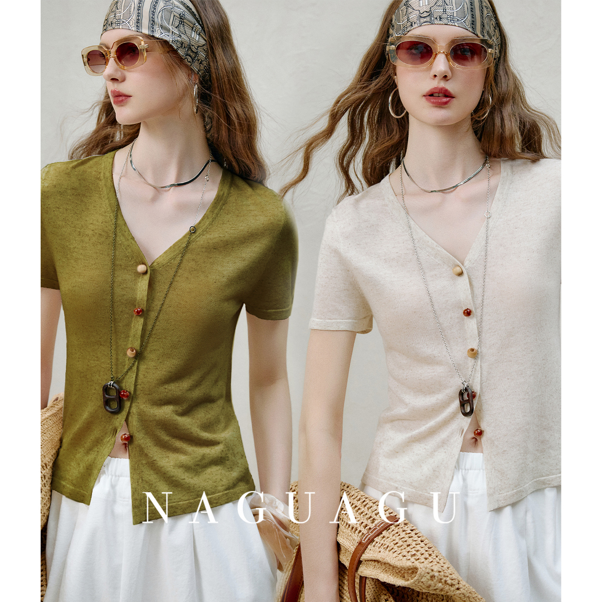 【琥珀凉凉衫】19支莱赛尔亚麻女装针织衫FY2ZS0315-A