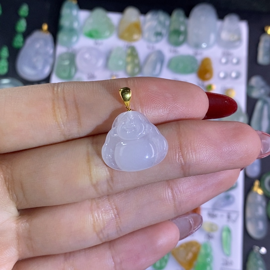 翡翠颈饰18K金镶嵌佛公