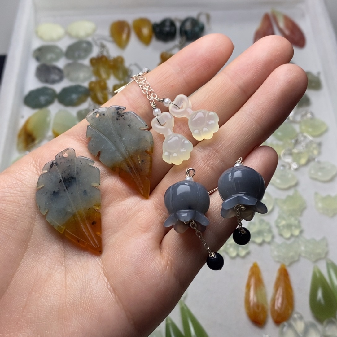 蛇纹石玉合金耳饰/颈饰