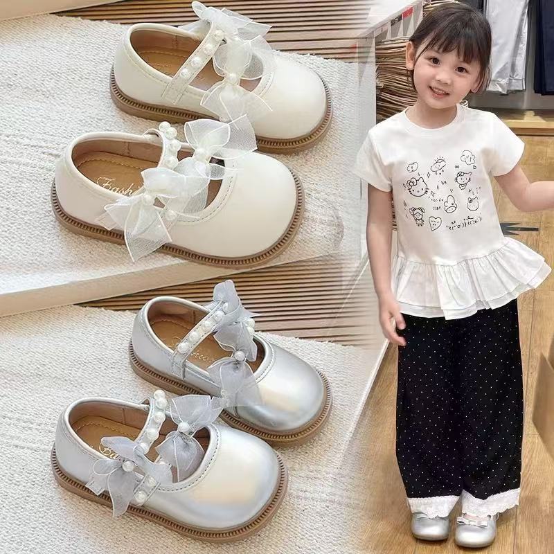 女童公主鞋可爱蝴蝶结演出鞋2025春秋季新款儿童鞋子女宝宝小皮鞋
