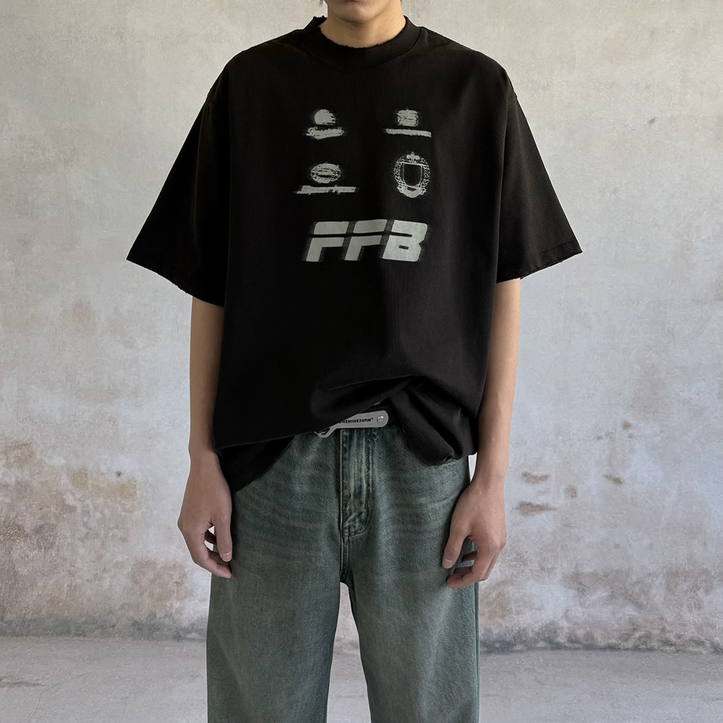 2025夏季男士宽松欧美风字母印花纯棉短袖T恤潮流百搭1047