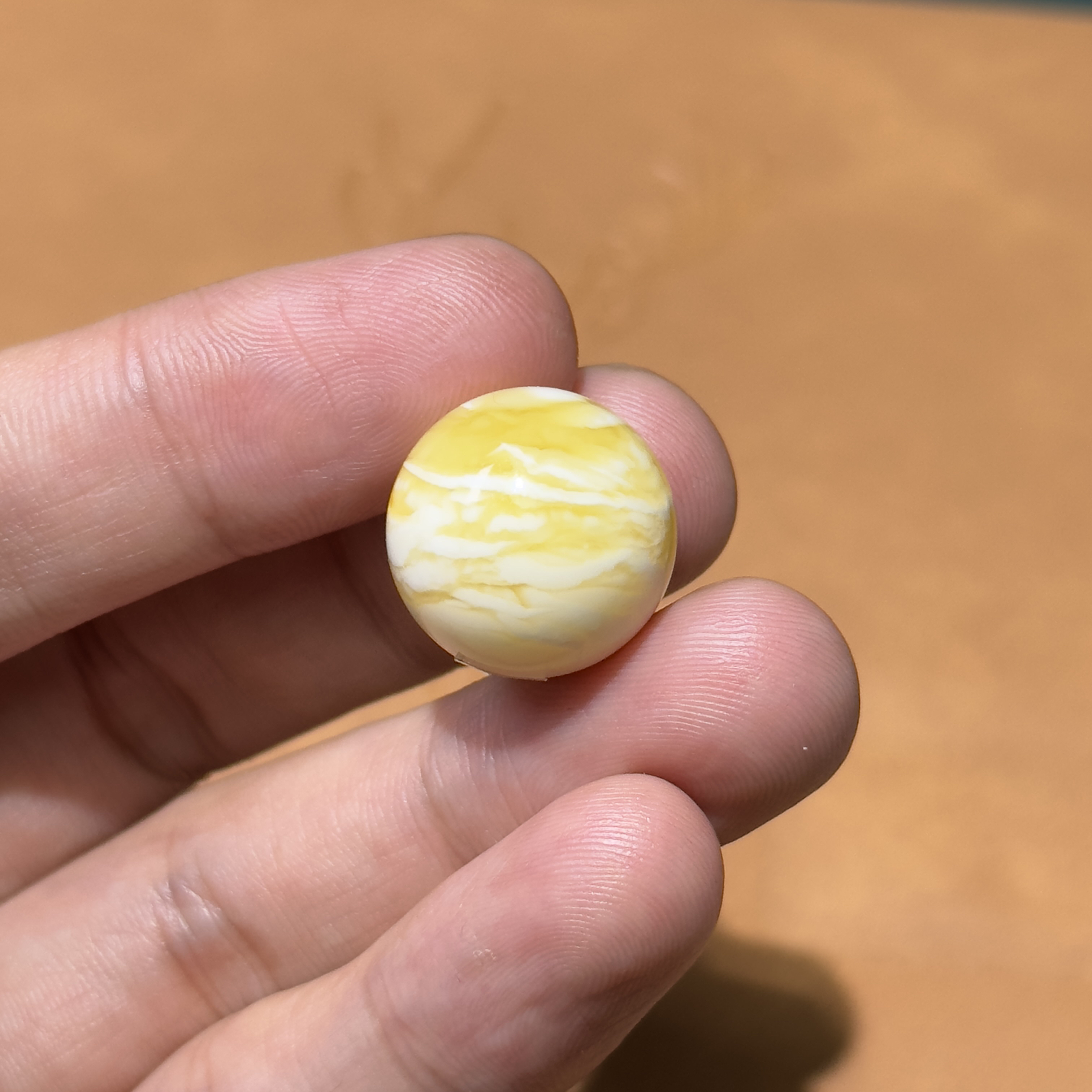 天然琥珀蜜蜡圆珠 瓷白蜡 虎皮纹 尺寸17.6mm