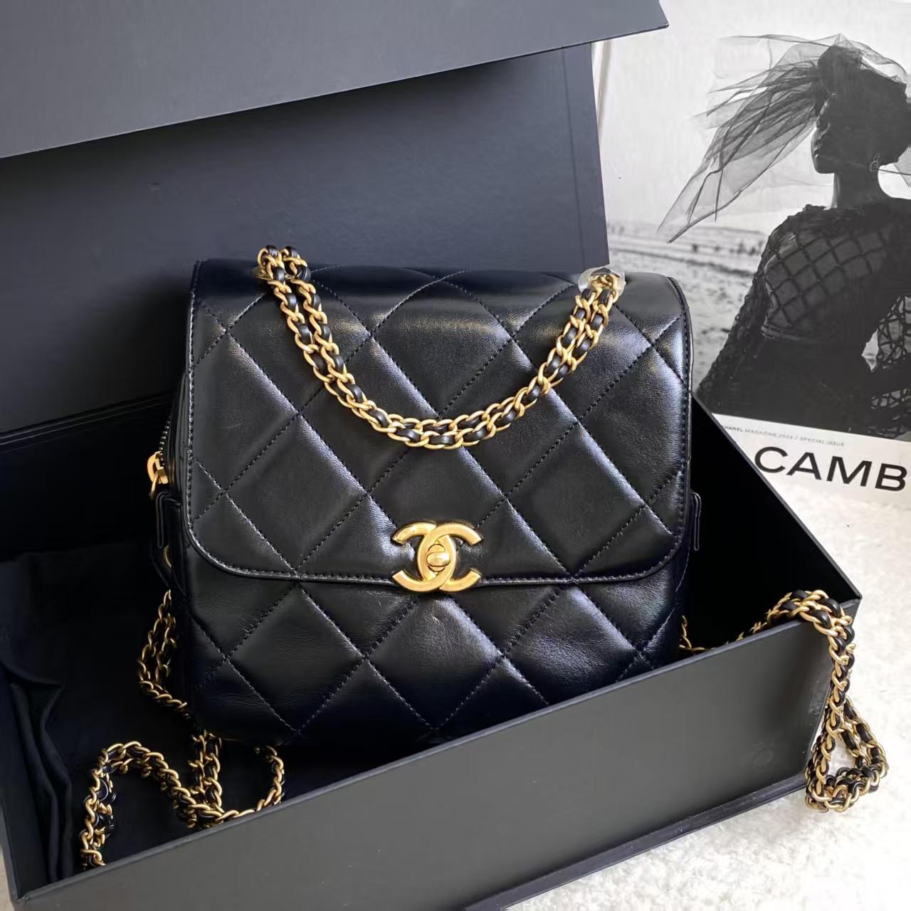 99新 Chanel/香奈儿 黑金ado双肩包/12期/11239065/代卖服务2512