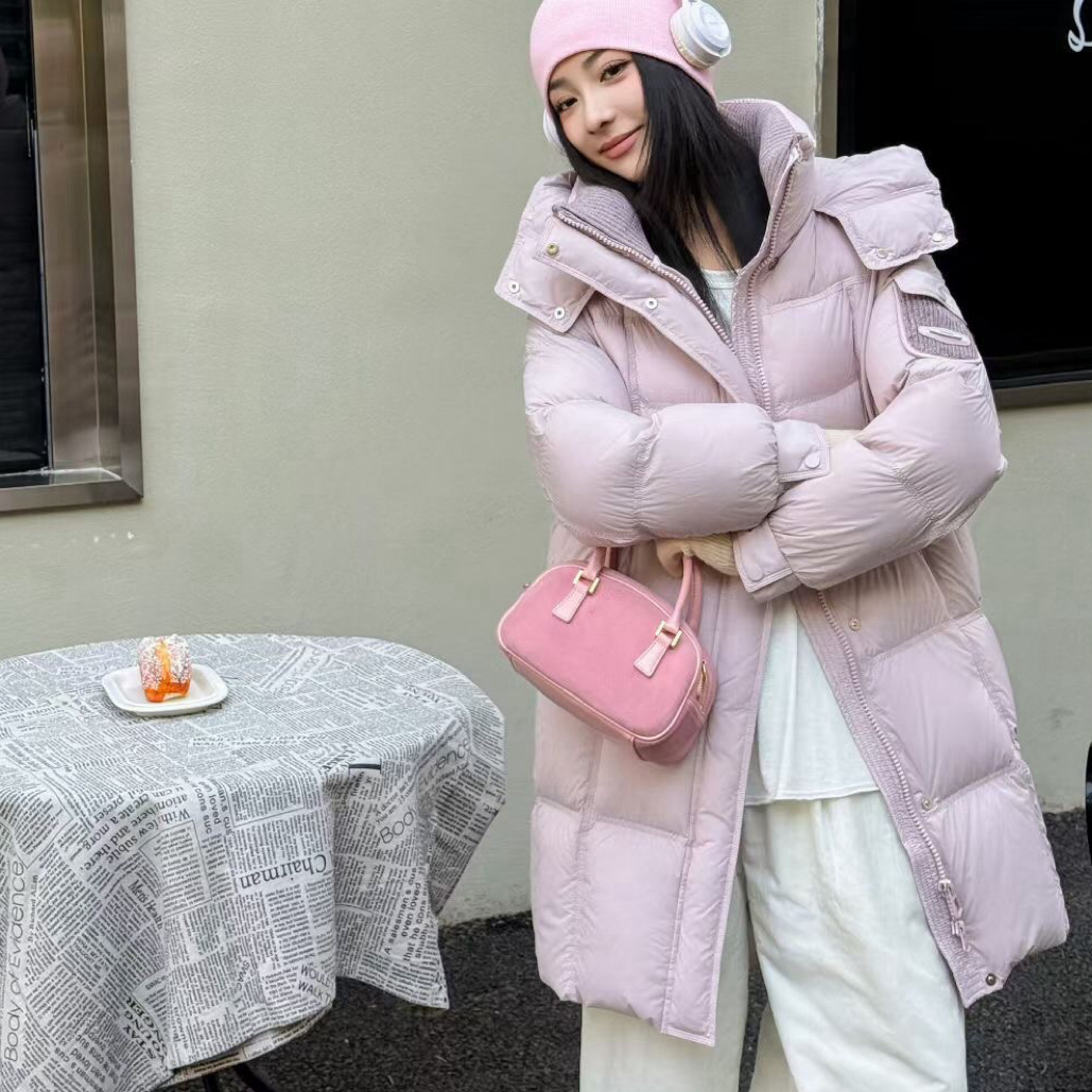 大名媛新款加厚过膝连帽白鸭绒女外套