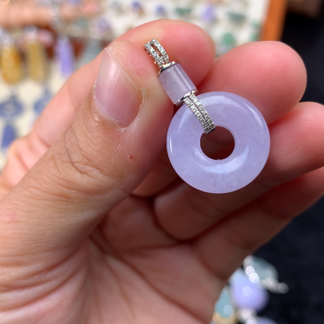 吊坠(不含链)18K金镶嵌翡翠