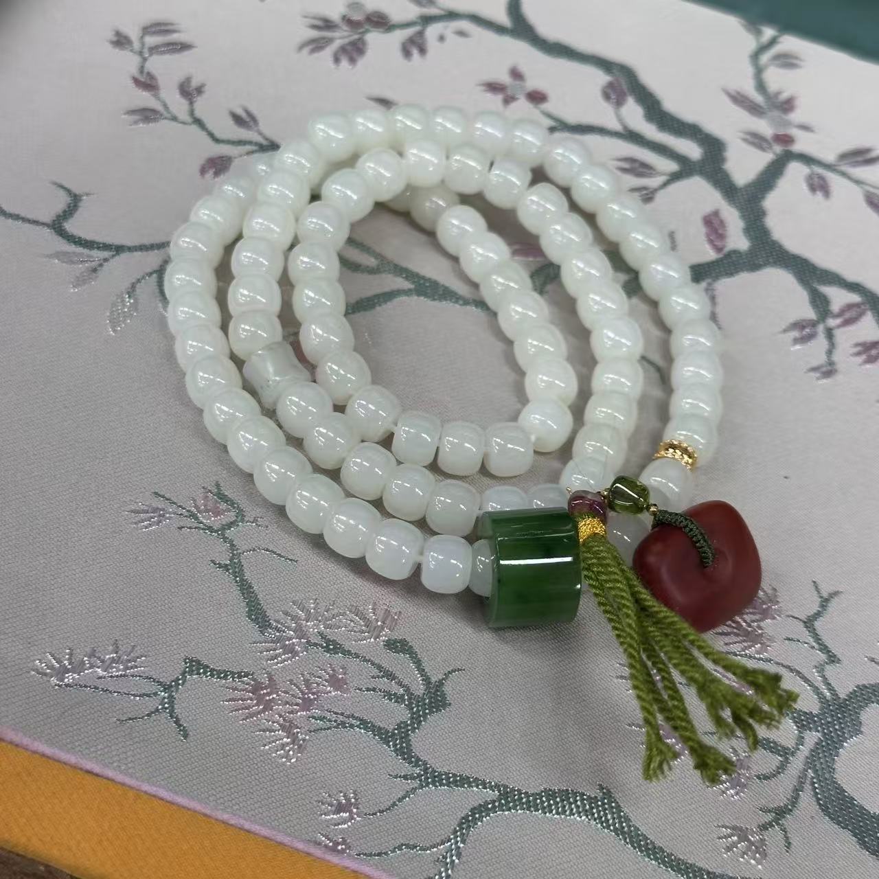 【青韵】天然和田玉多圈手串设计18k金—多样性发其一约8mm【JJ553】