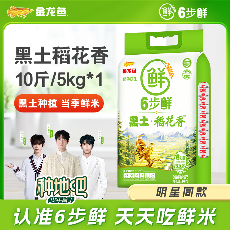 金龙鱼【明星同款】6步鲜黑土稻花香大米10斤五常大米口感有回甘