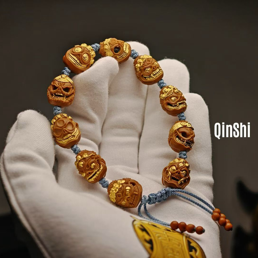 秦时 最新尸陀林 财主满配豪镶款 橄榄核手串 纯手工雕刻苏工文玩