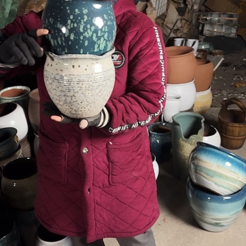 口19高19瑕疵底裂盆子 