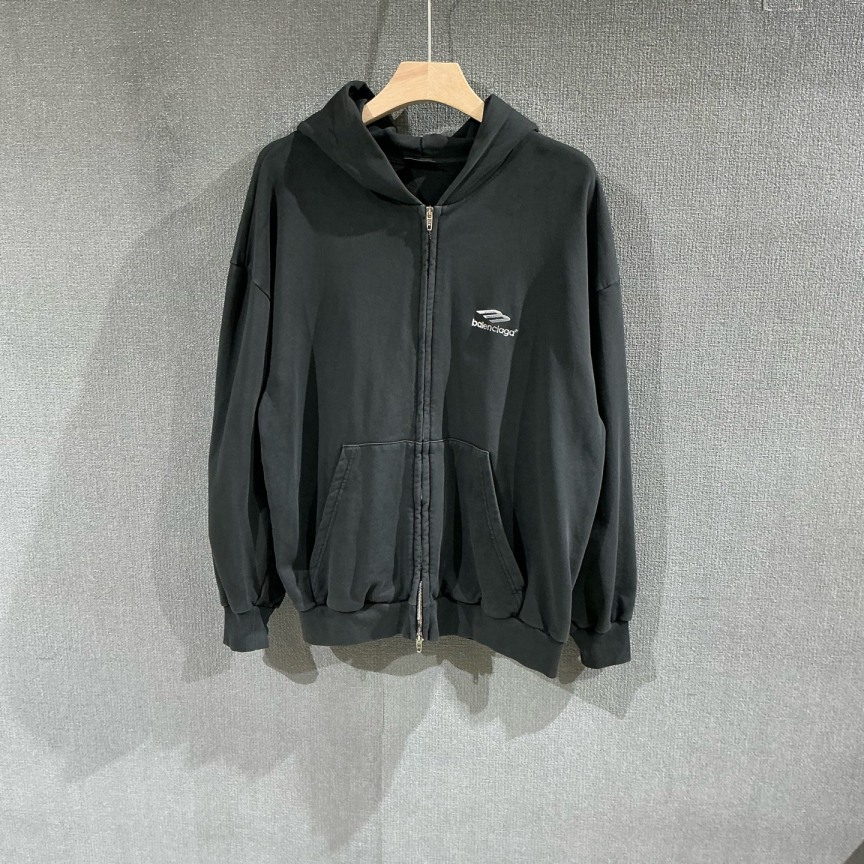 未使用 Balenciaga/巴黎世家 3B做旧拉链帽衫 全新m码/3610