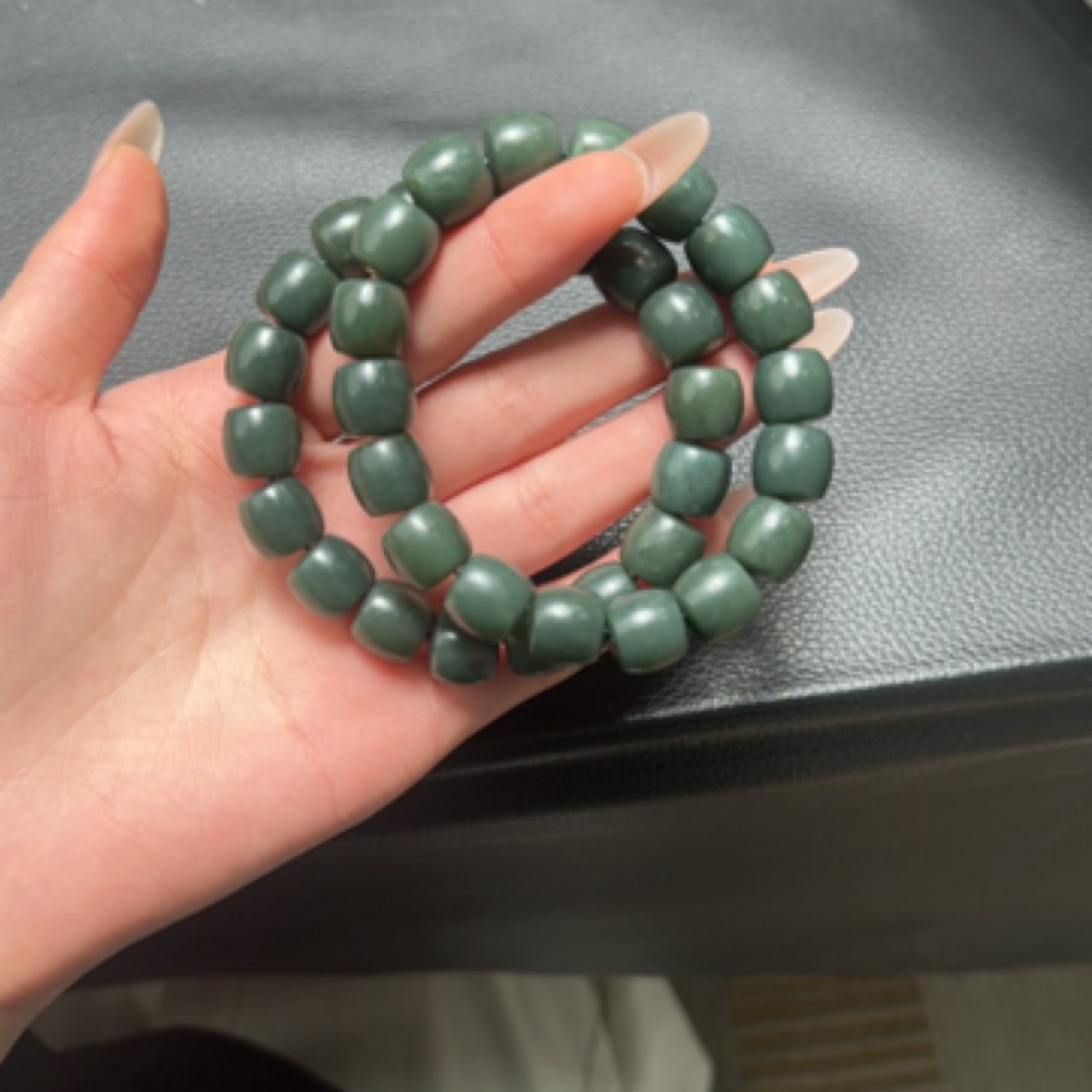 手串纯天然新疆和田玉且末蓝瓷蓝12mm直切多样性拍一发一
