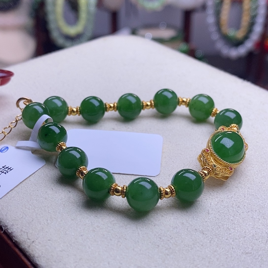 和田玉清货价碧玉手链8m未镶嵌