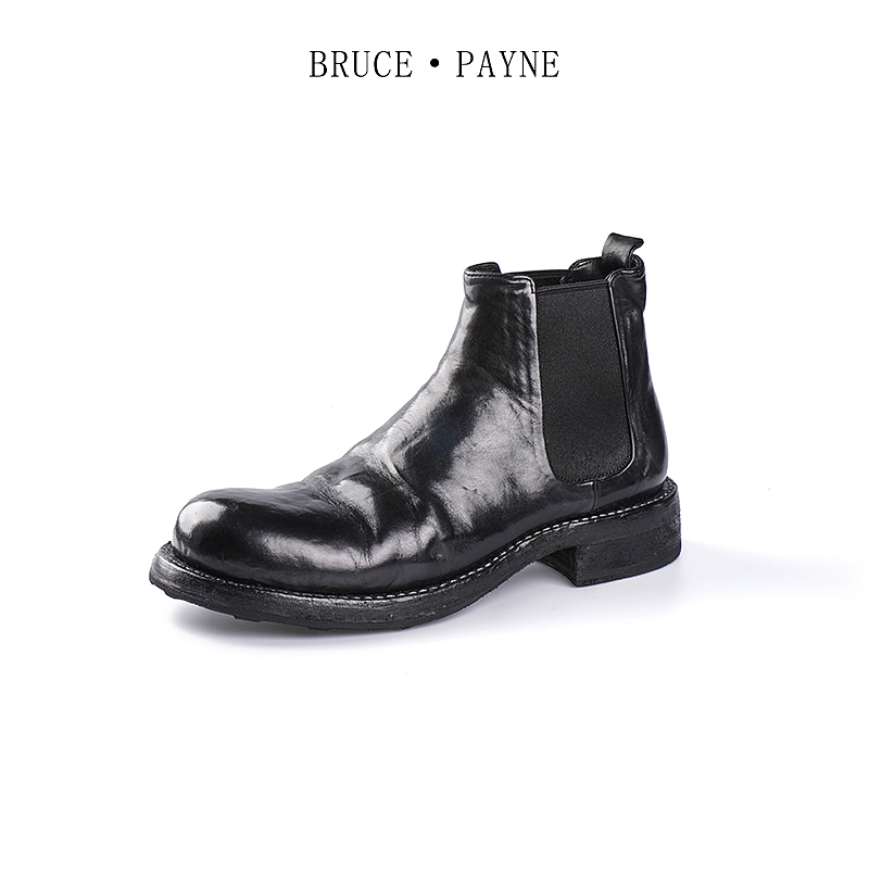 Bruce payne水洗做旧马皮固特异Vibram耐磨加绒保暖马皮切尔西靴