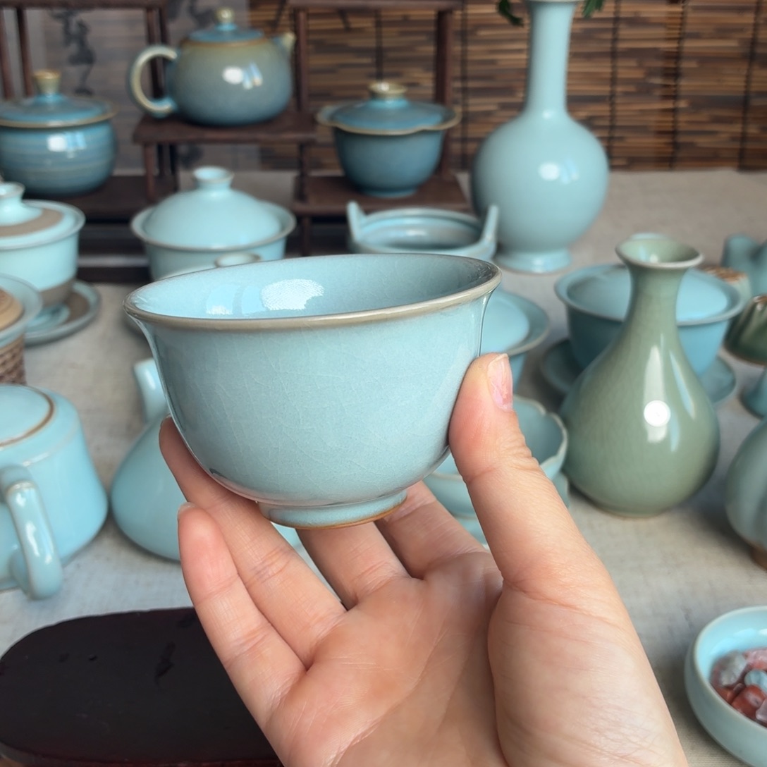 摆件陶6天青杯子福利