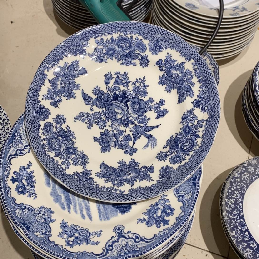 瓷微瑕蓝鸟八寸平盘