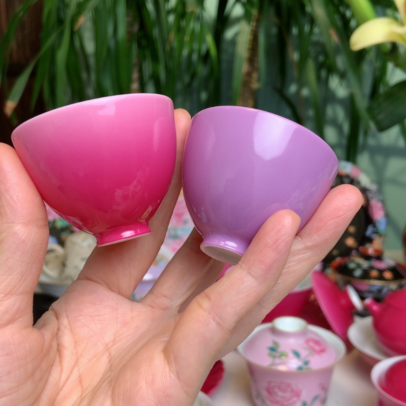 【闪购商品】胭脂红紫色2只鸡心杯