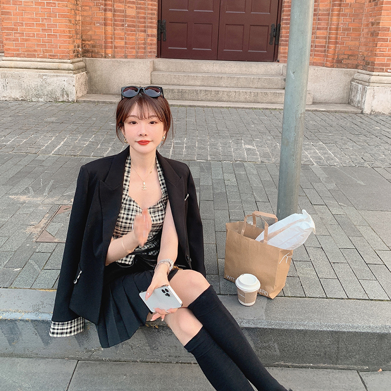 金蘑菇菇【圣马丁西装3件套】时髦甜女孩 小个子休闲外套