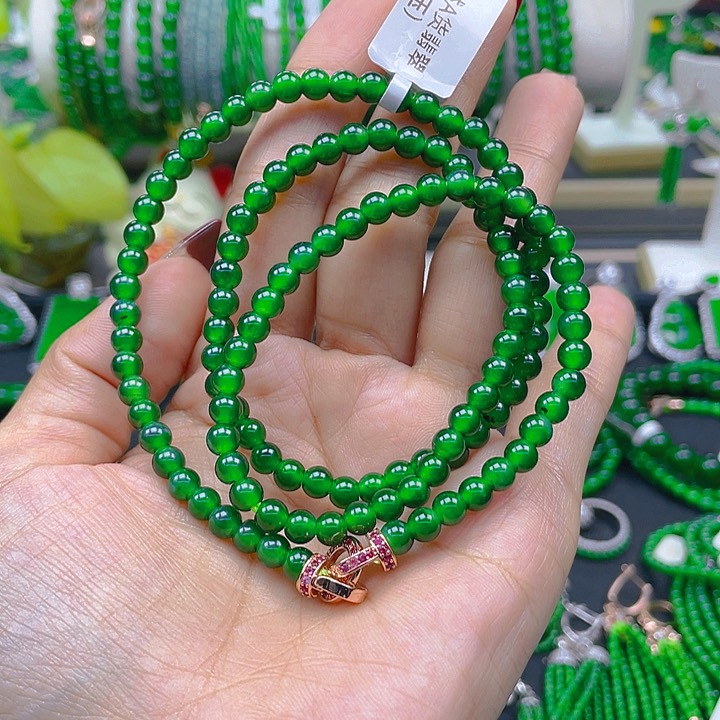 翡翠颈饰未镶嵌圆珠项链5