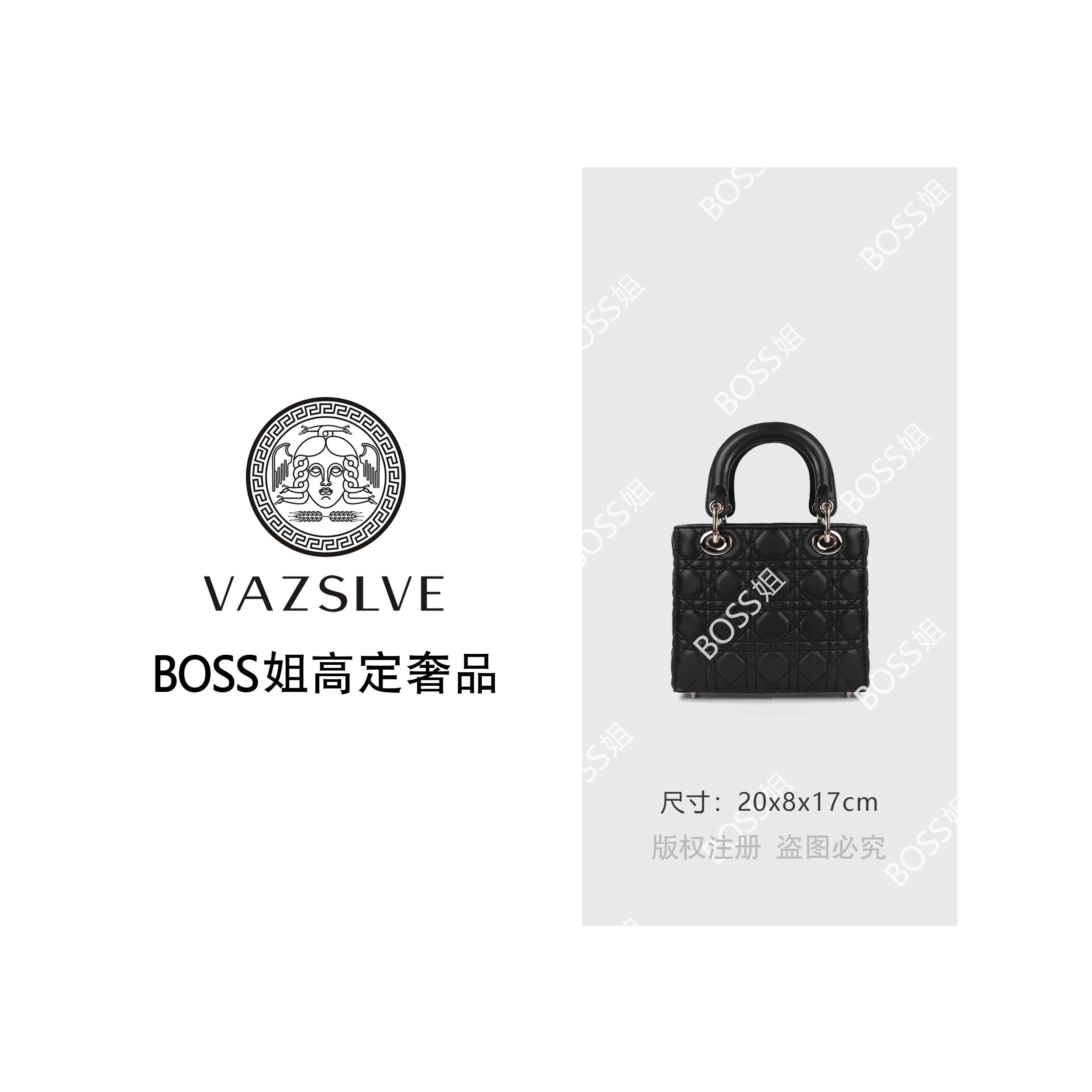 【VAZSLVE/全新奢品】捡漏 ”戴妃传奇“秋冬轻奢女包J-6177-绅士黑 
