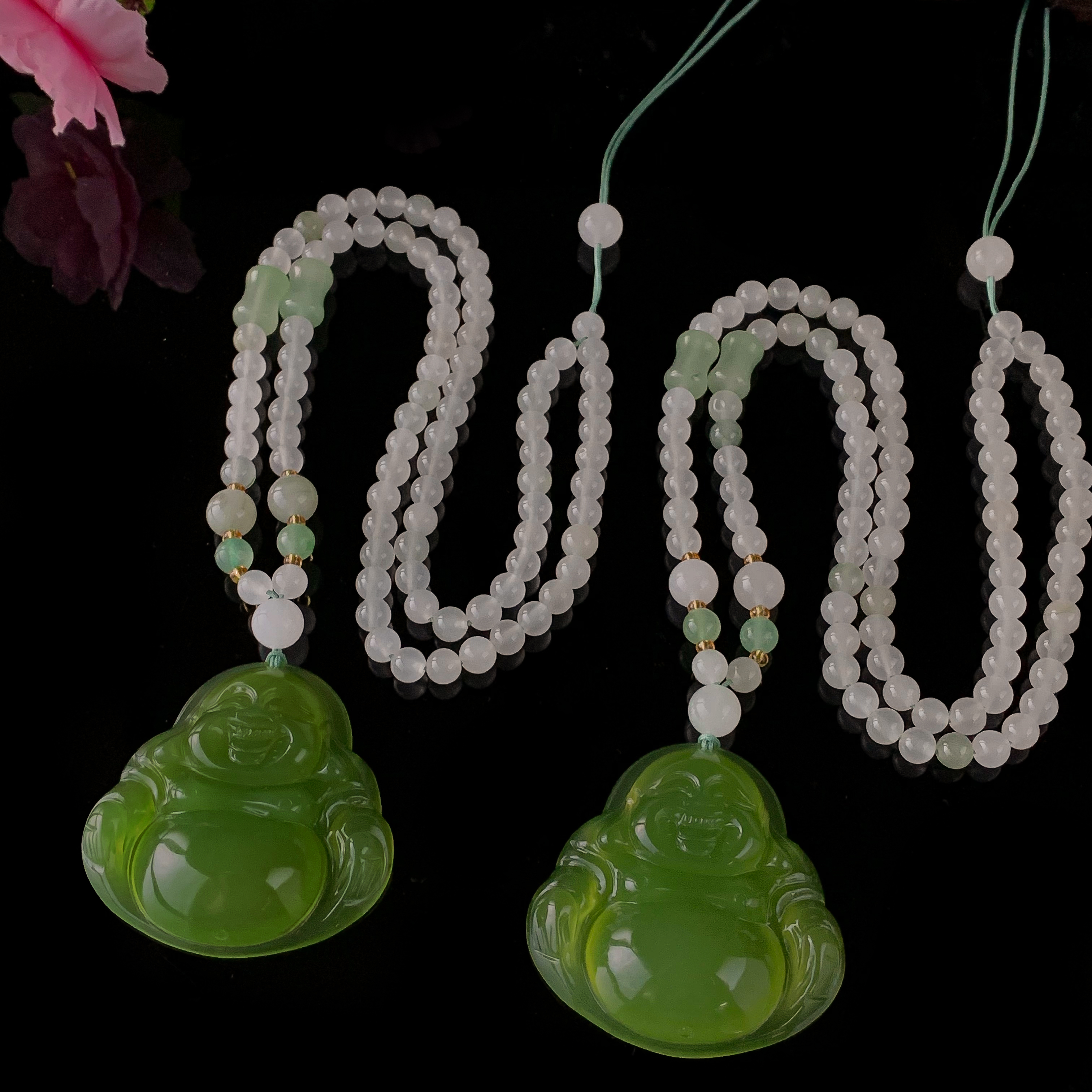 面面来财珠宝S8005-青碧冰芙蓉玛瑙佛公-配珠链多样性发其一