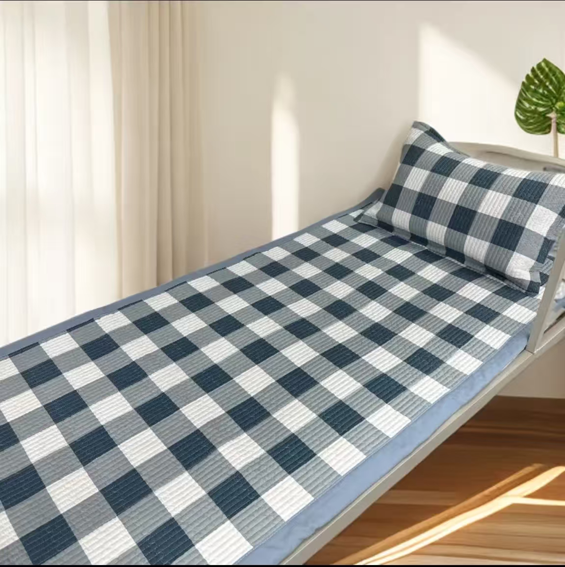 （方格蓝枕套）枕套一对48*74