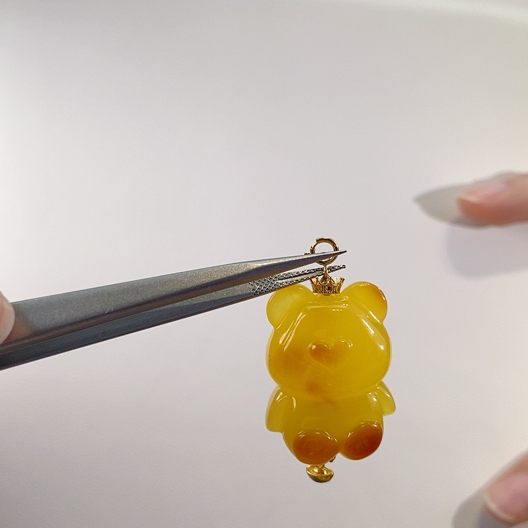 蜜蜡颈饰18K金镶嵌