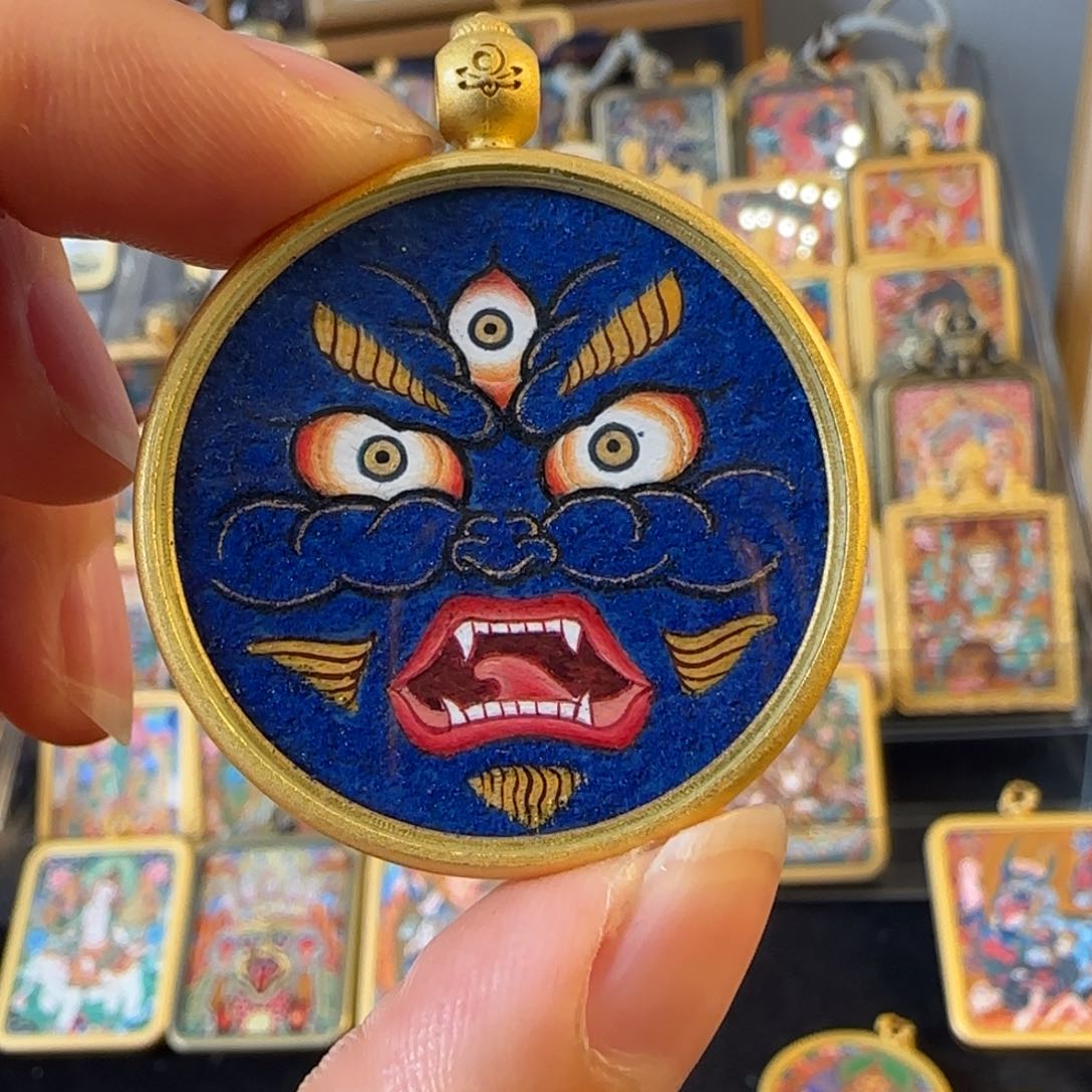 吊坠大黑天热贡唐卡