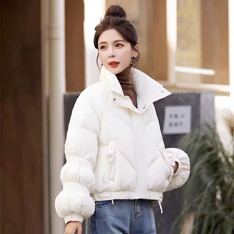 韩版短款女小个子灯笼袖加厚白鸭绒冬季新款洋气外套