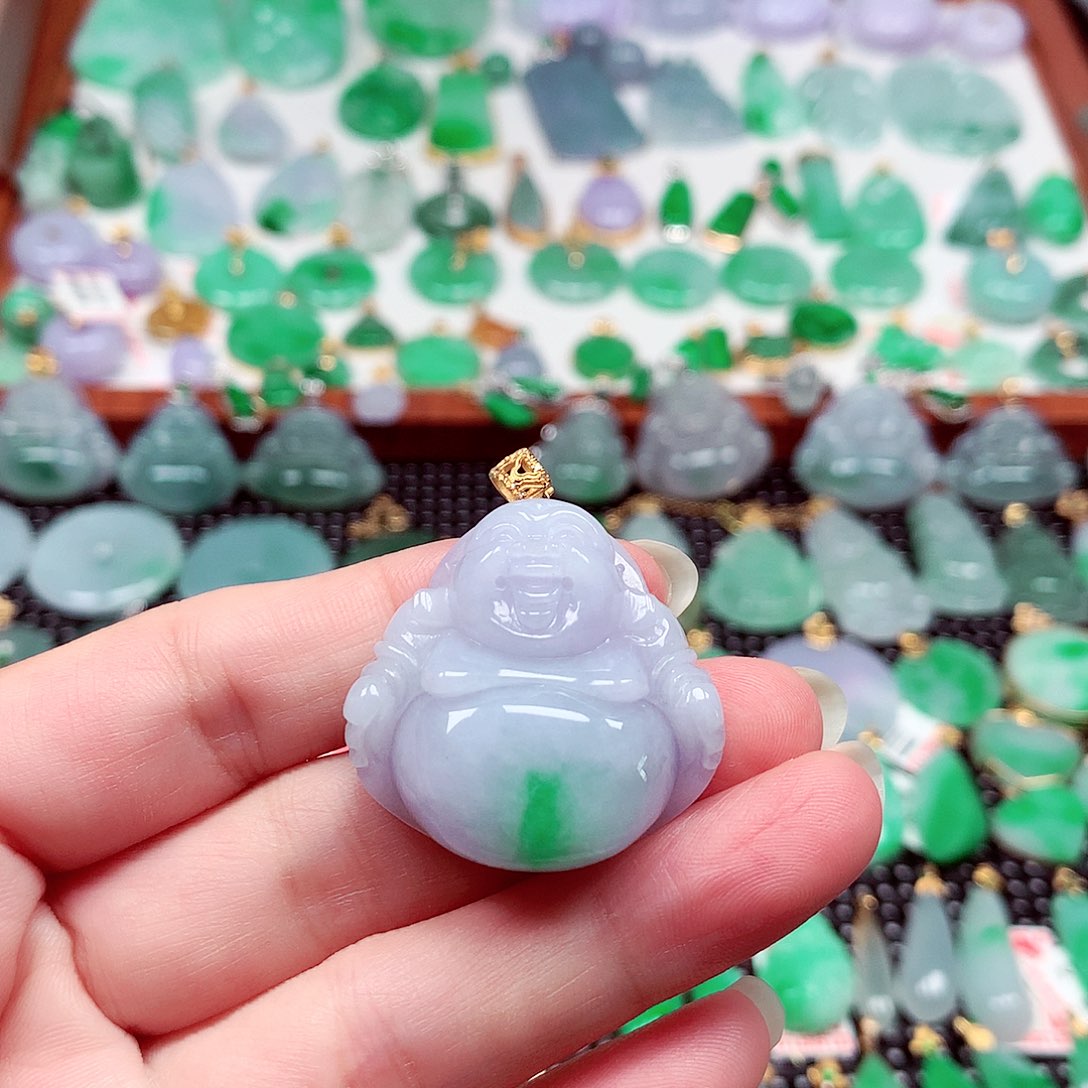 吊坠(不含链)18K金镶嵌翡翠