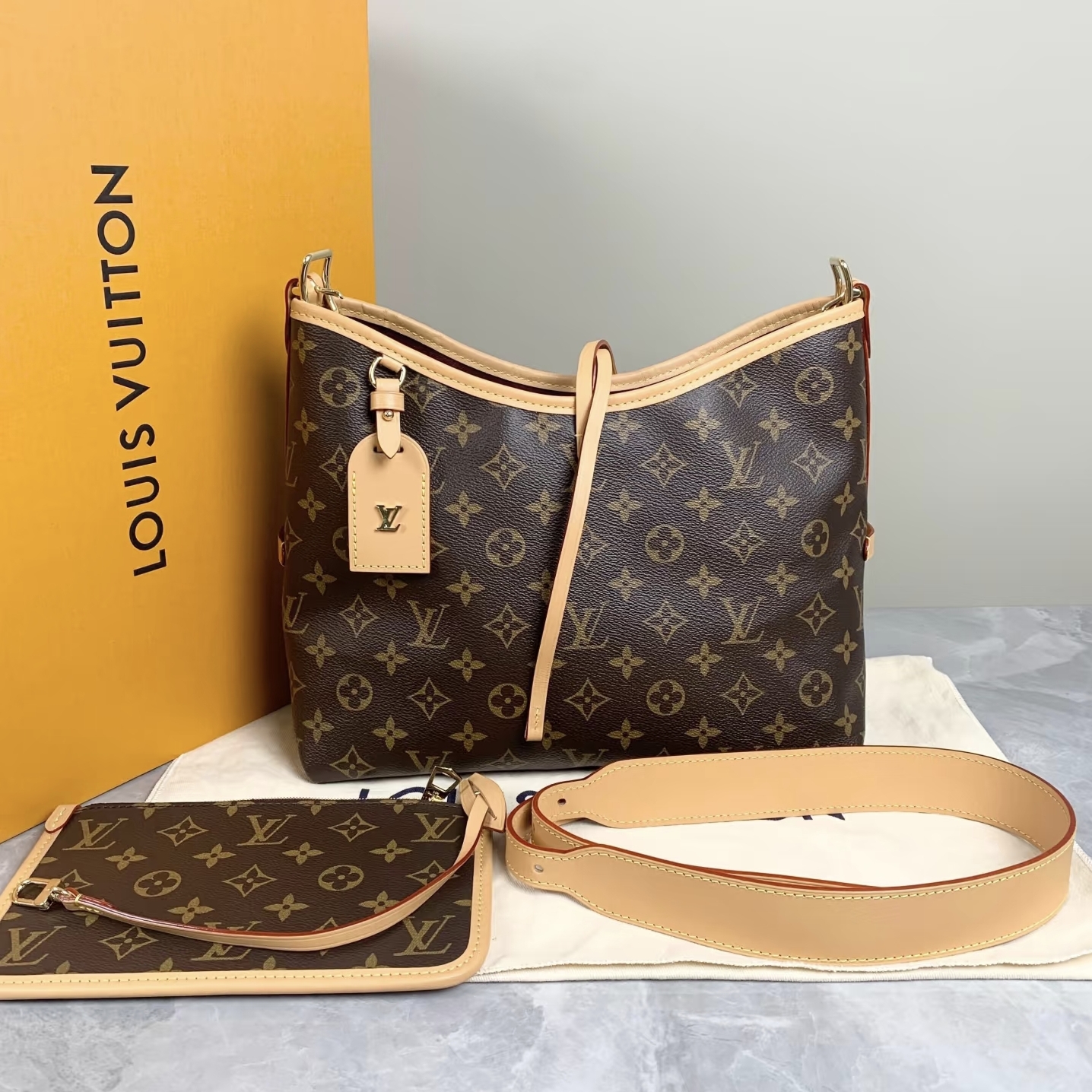 99新 LouisVuitton/路易威登 蔚蓝/LV carryall小号 老花  字母袋