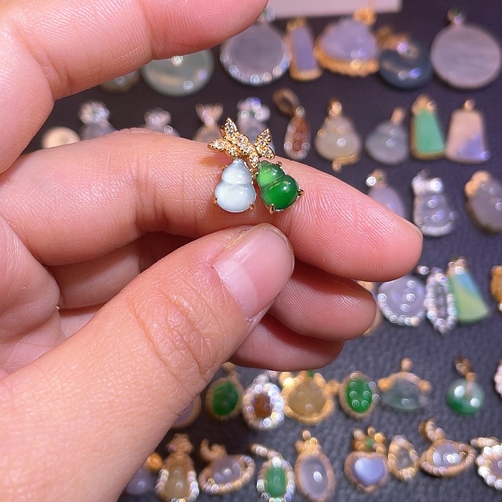 翡翠银S925镶嵌吊坠(不含链)天然翡翠