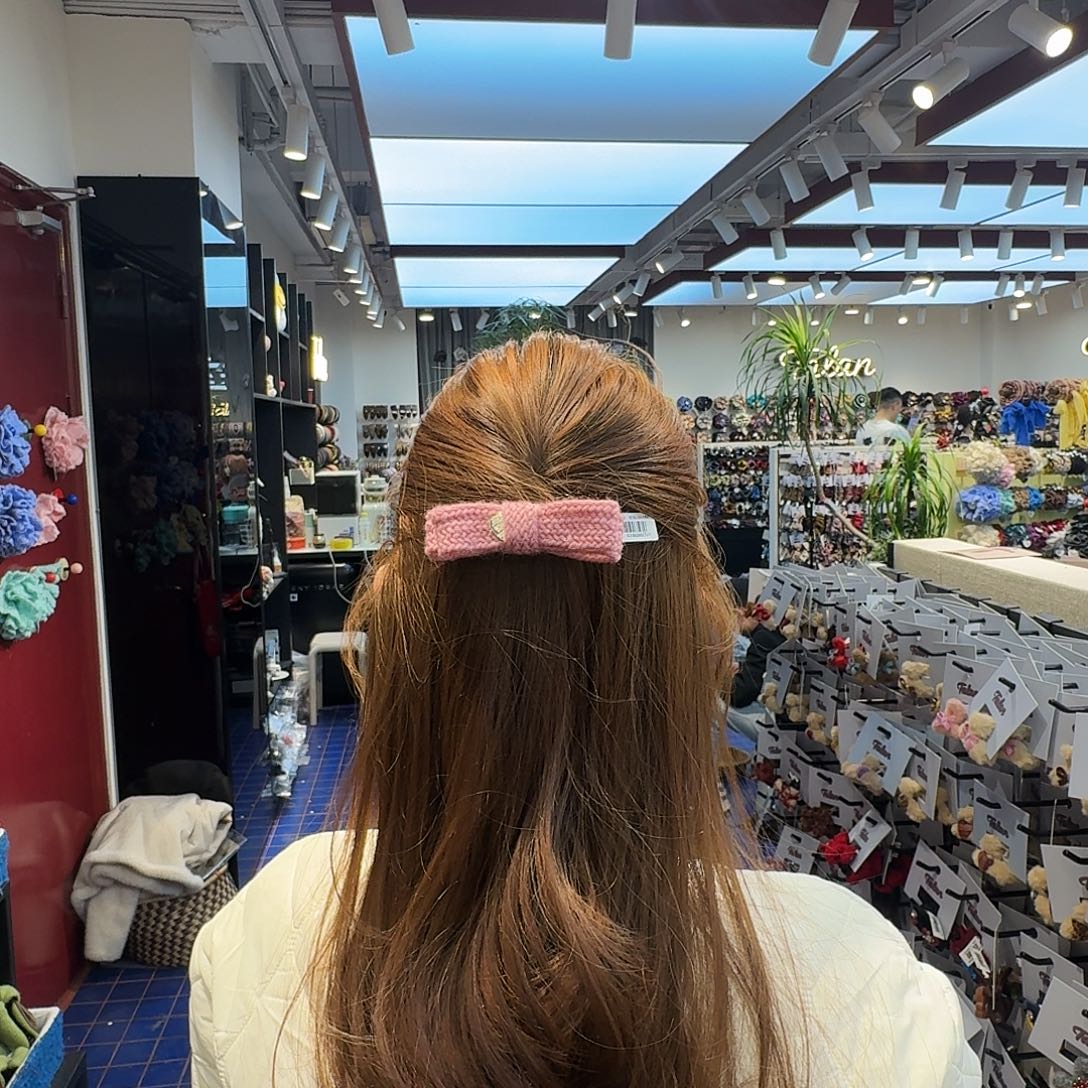 布艺非金属粉色毛线叉梳