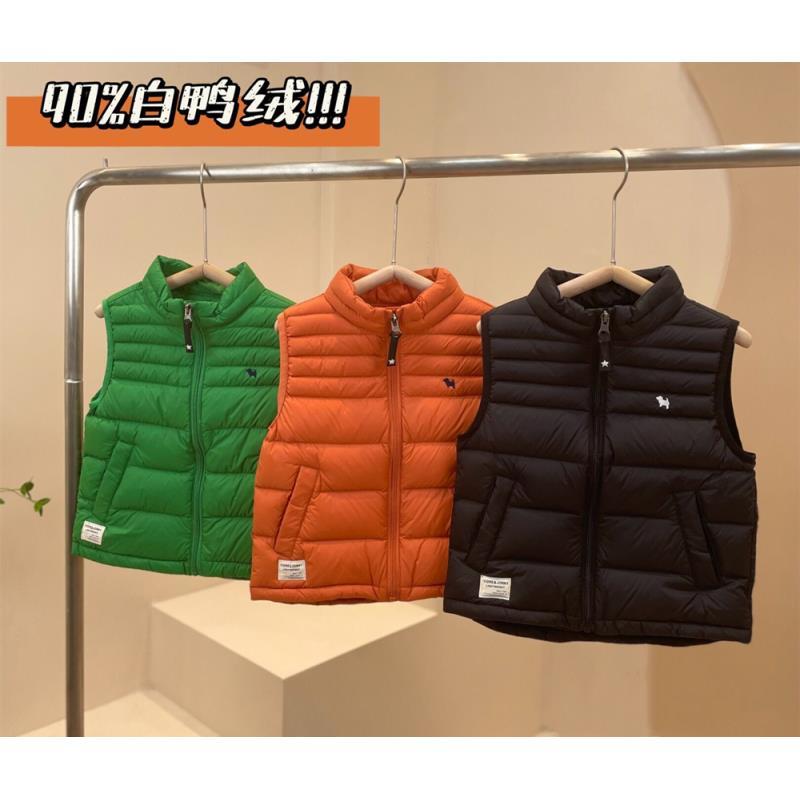 儿童羽绒马甲2025秋冬男女童外穿小中童宝宝轻薄立领背心白鸭绒