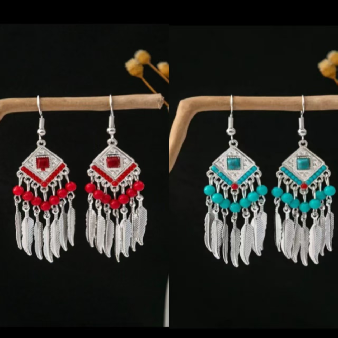 合金耳饰 拼色民族风女耳环时尚国风复古百搭饰品气质古典