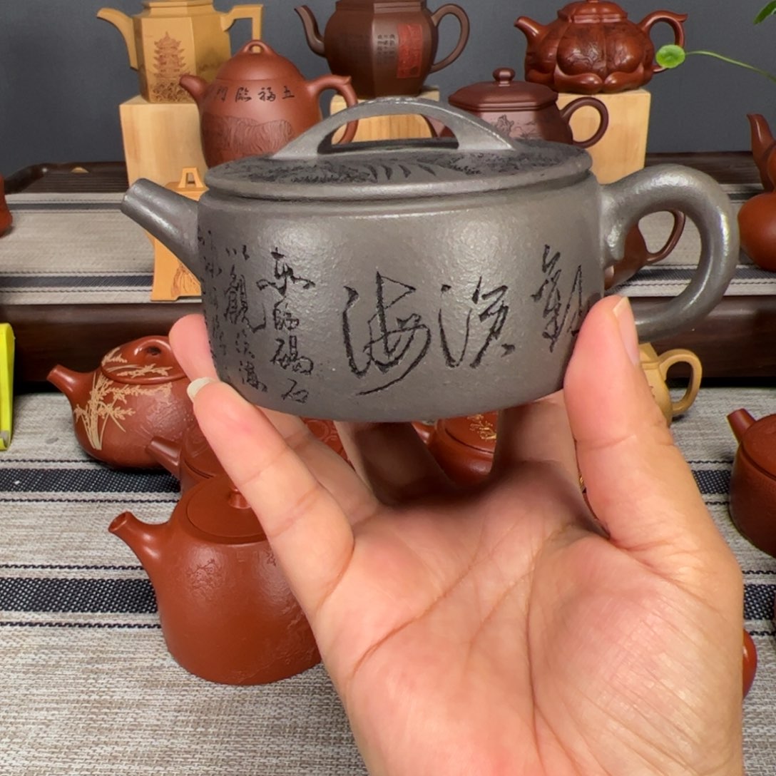 茶壶紫砂生***粒天青汉瓦